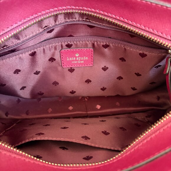 Kate Spade Laurel Way Reese Satchel Crossbody Saffiano Leather Blackberry/Maroon - Picture 13 of 15